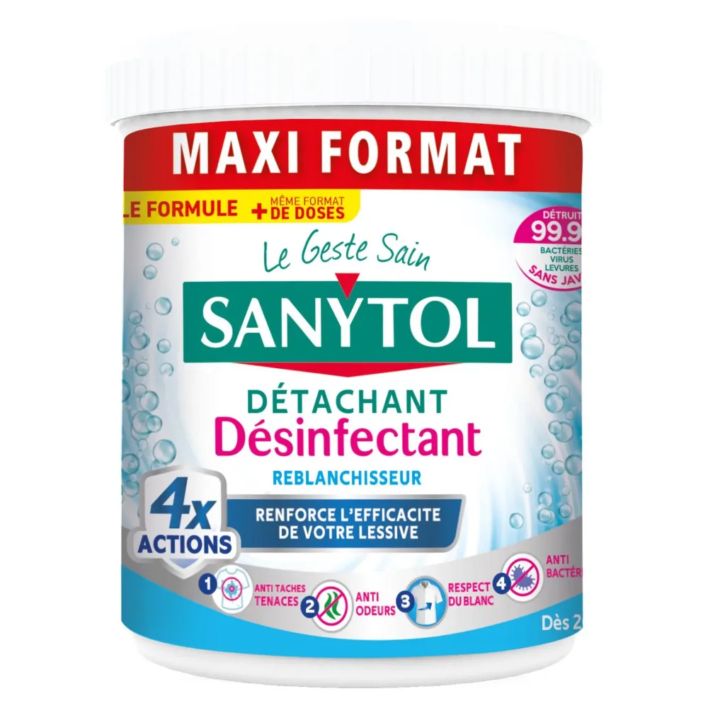 SANYTOL Détachant poudre – désinfectante reblanchisseur 900g