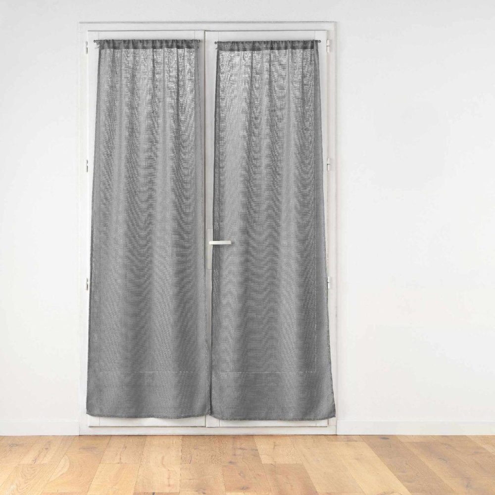 Douceur d'Intérieur Paire de voilages passe-tringle haltona 70 x 240cm, coloris gris