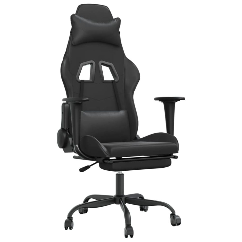 vidaXL Chaise de – jeu avec repose-pied Noir Similicuir